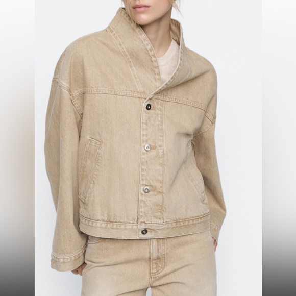 Massimo Dutti Tan Denim Jacket NWT - Picture 5 of 6